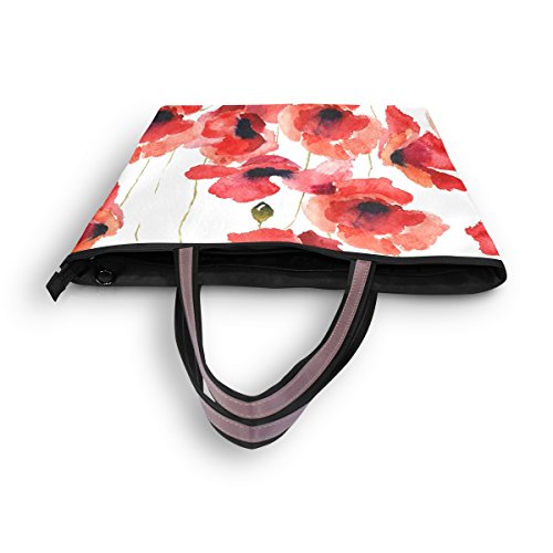 Floral Tote Handbags for Women Poppy Flowers Tote Purse Shoulder Bags with Handles