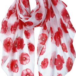 GERINLY Red Poppy Flower Scarfs for Women Lightweight Florals Shawl Wraps Spring Travel Accessory