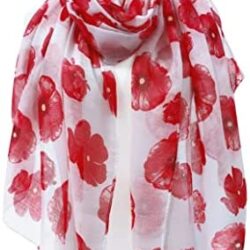GERINLY Red Poppy Flower Scarfs for Women Lightweight Florals Shawl Wraps Spring Travel Accessory