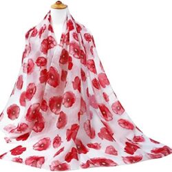 GERINLY Red Poppy Flower Scarfs for Women Lightweight Florals Shawl Wraps Spring Travel Accessory