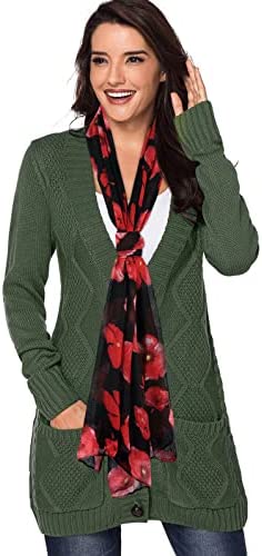 GERINLY Red Poppy Flower Scarfs for Women Lightweight Florals Shawl Wraps Spring Travel Accessory