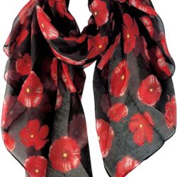 GERINLY Red Poppy Flower Scarfs for Women Lightweight Florals Shawl Wraps Spring Travel Accessory