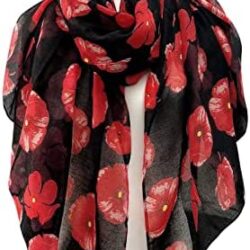GERINLY Red Poppy Flower Scarfs for Women Lightweight Florals Shawl Wraps Spring Travel Accessory