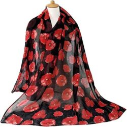 GERINLY Red Poppy Flower Scarfs for Women Lightweight Florals Shawl Wraps Spring Travel Accessory