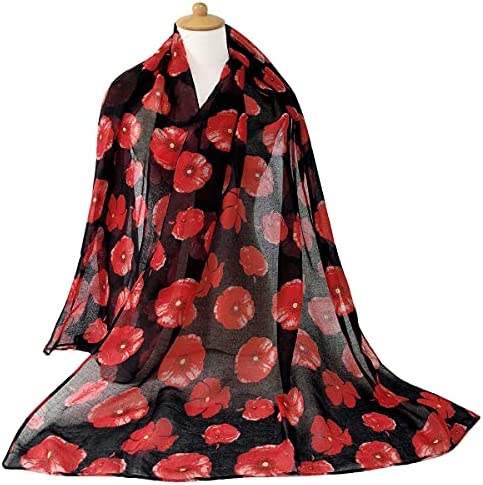 GERINLY Lightweight Scarves Fashion Flowers Print Shawl Wrap for