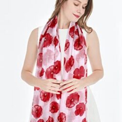 GERINLY Red Poppy Flower Scarfs for Women Lightweight Florals Shawl Wraps Spring Travel Accessory