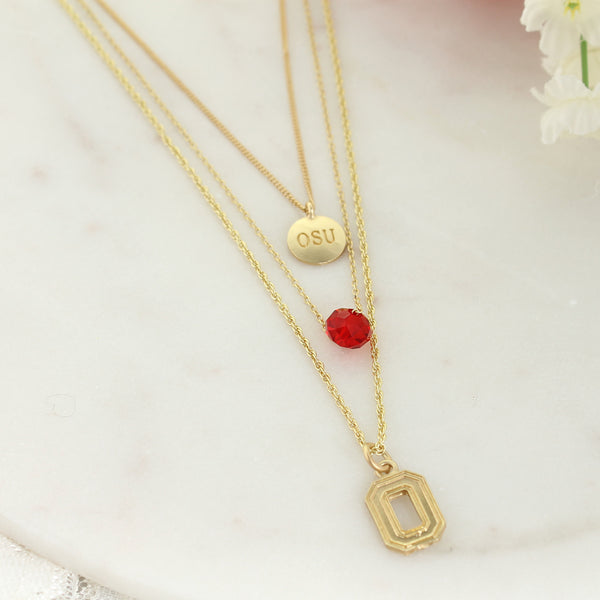 16” - 20” Ohio State Matte Gold Logo Trio Necklace Set