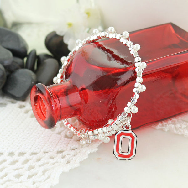 Ohio State Enamel Logo & Pearl Bracelet