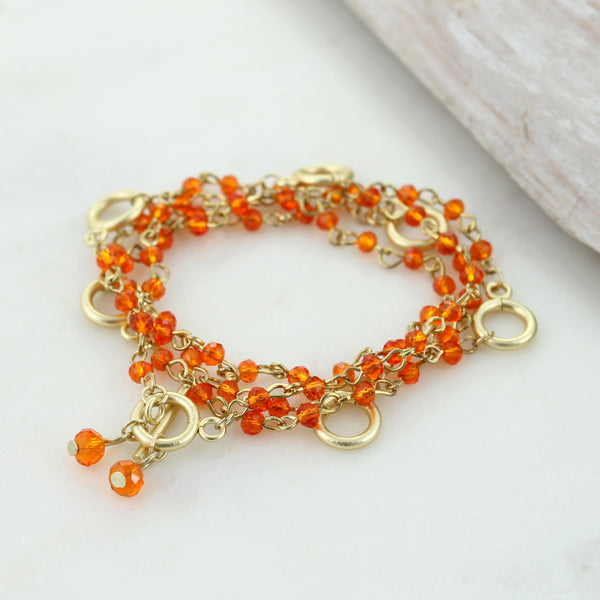 Orange & Gold Gameday Beaded Necklace/Bracelet