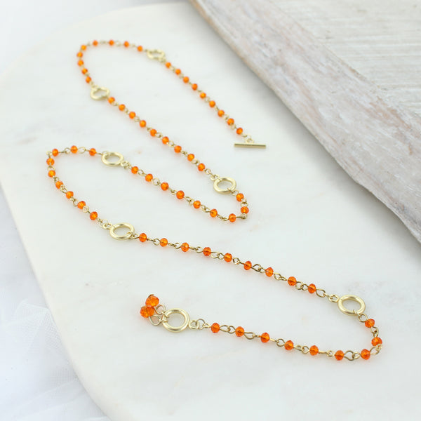 Orange & Gold Gameday Beaded Necklace/Bracelet