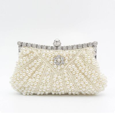 031146 Pearl and crystals handbag in Ivory