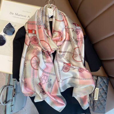 Silky satin scarf 180x90 cm in various pattern and colours