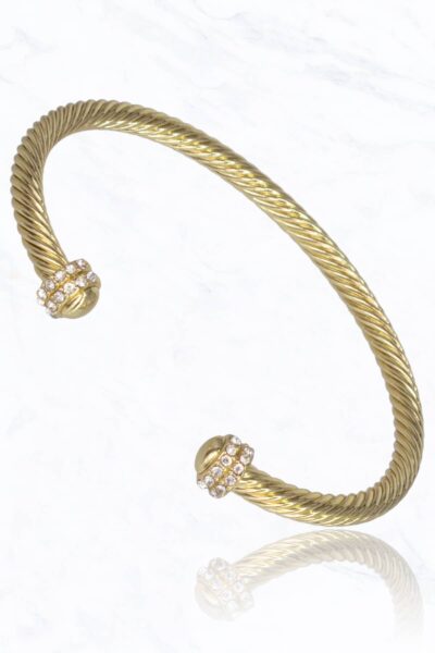 Double Rhinestone, Roped Cable Fashion Bracelet