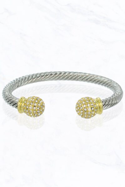 Gold Micro Pave Ball Cable Fashion Bracelet