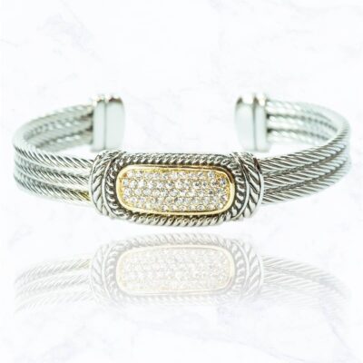 Luxury Metal Wired Cuff Bracelet With Diamonds