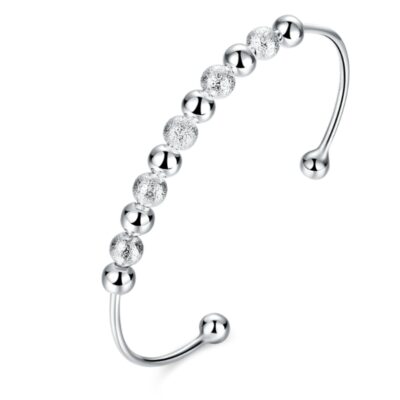 Silver Color Luxury Fashion Beautiful Circular Bead Bracelet Cuff Bangle For Women Girls Elegant Bracelet