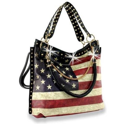 American Flag Design Studded Handbag