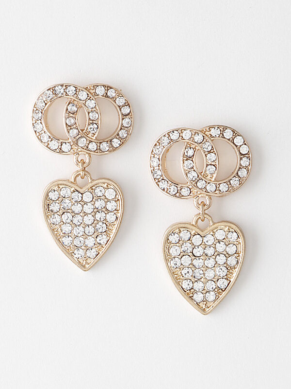 Bejeweled Heart N Ring Earrings