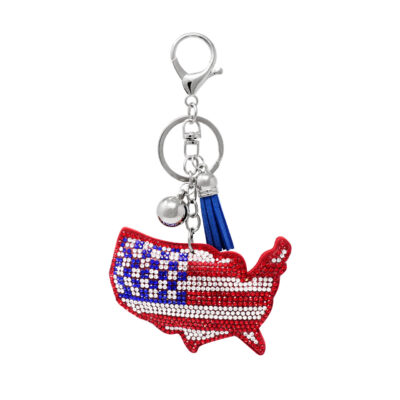 Bling Crystal USA Map Keychain - 31623LSI-R