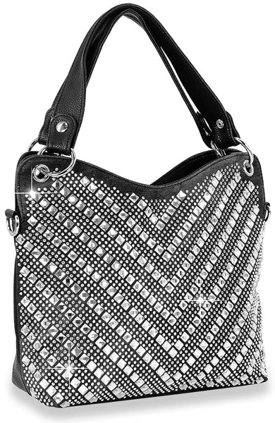 Chevron Design Rhinestone Handbag