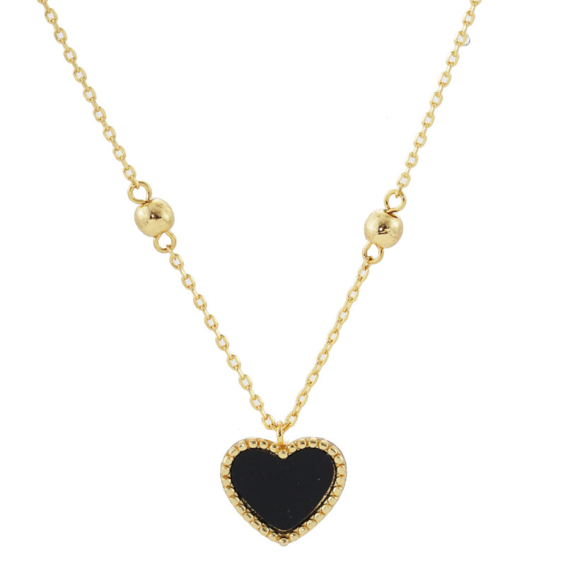 Gold-Dipped Colored Heart Charm Necklace