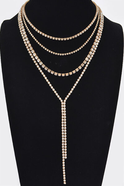 Multi-layered Rhinestone Long Necklace