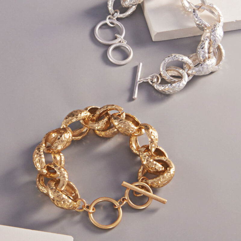 Organic Shaped Chunky Chain Toggle Bracelet