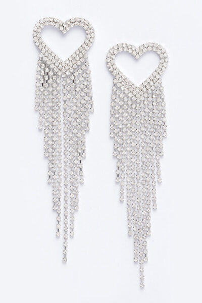 Rhinestone Heart Fringe Earring