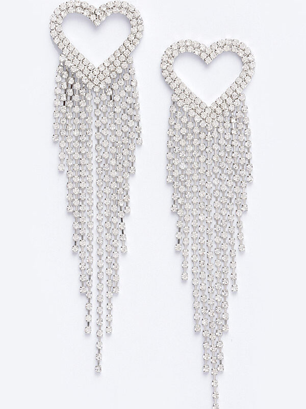 Rhinestone Heart Fringe Earring