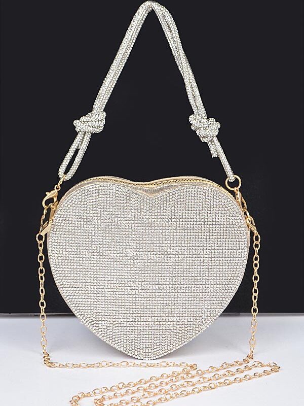 Rhinestone Heart Shape Clutch