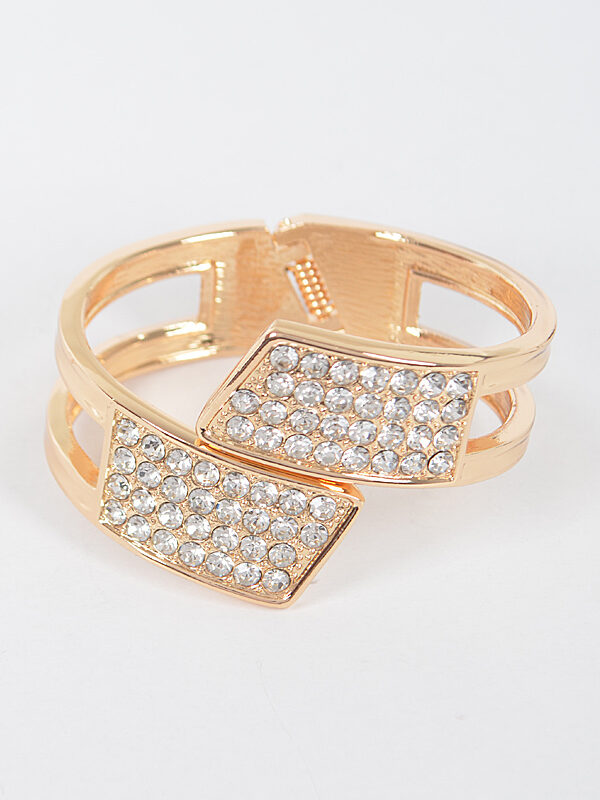 Rhinestone Metal Spring Hinge Cuff