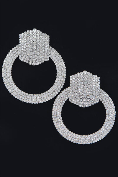 Rhinestone Round Earring