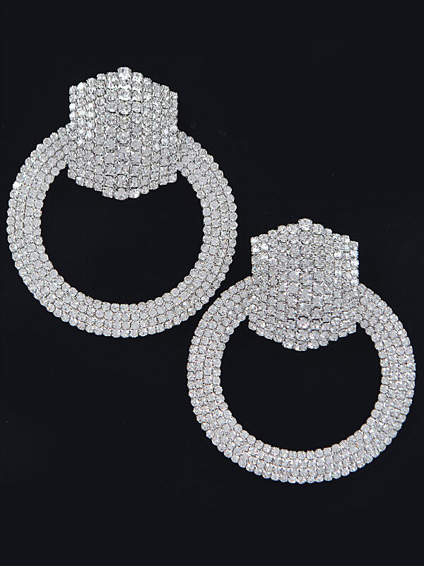 Rhinestone Round Earring