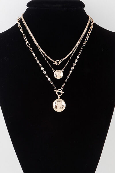 Triple Toggle Disc Charm Chain Necklace