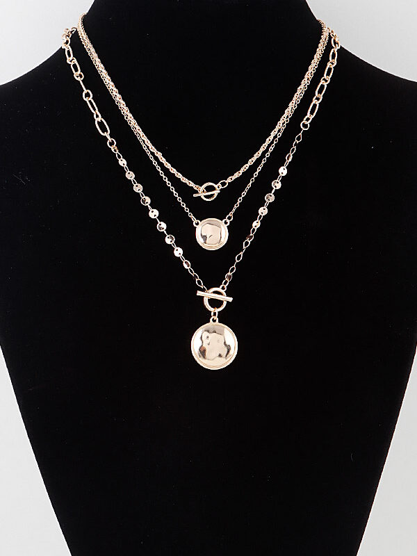 Triple Toggle Disc Charm Chain Necklace