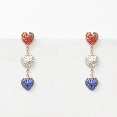 USA Heart Studded Drop Earrings