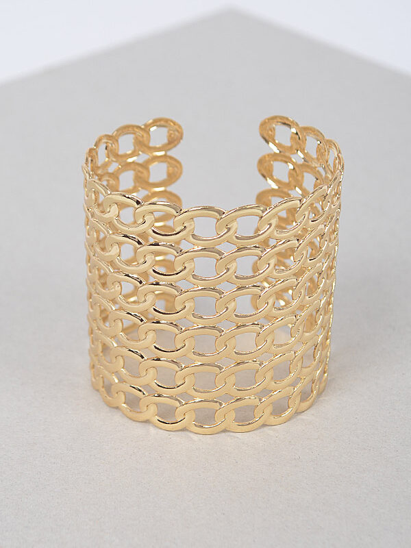 Wide Chain Metal Cuff Bracelet