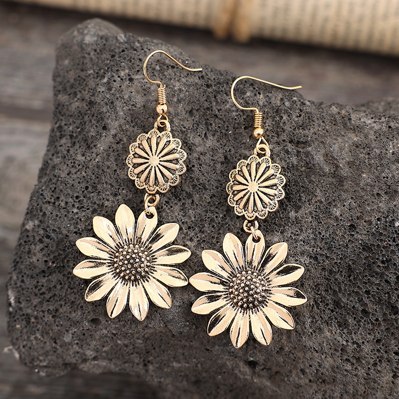 Retro Sunflower Earrings INS Fashion Jewelry Gift Women